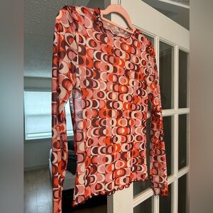 Only Sheer Multicolour Geometric Pattern Top